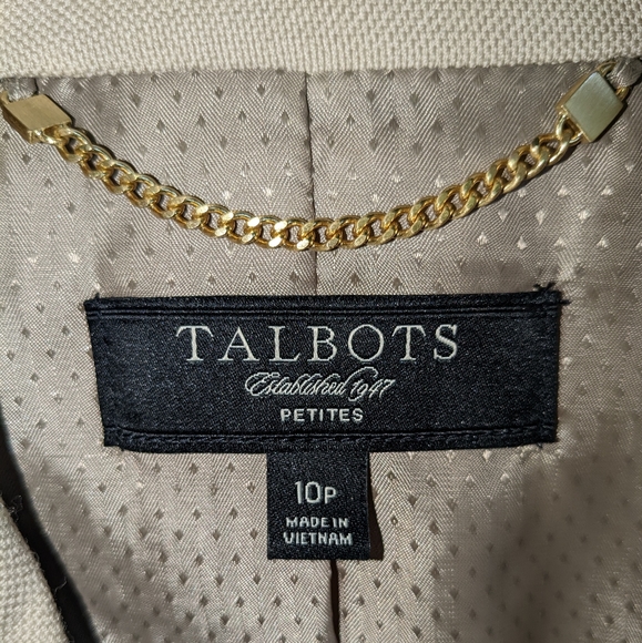 Talbots Wool Blazer Light tan with Gold Buttons Fully lined Size 10 Petite - Picture 7 of 16